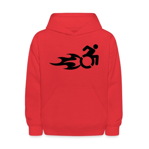 Fast wheelchair user with flames # - Kids' Hoodie