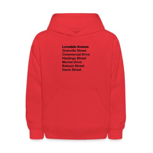 Street Names Black Text - Kids' Hoodie