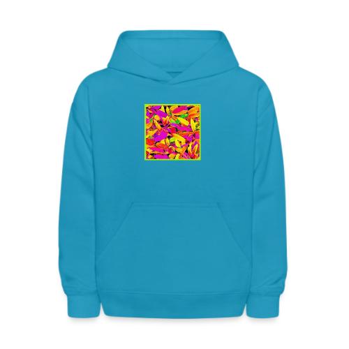 Vibrant NeonLeaf Elegance Pattern - Kids' Hoodie