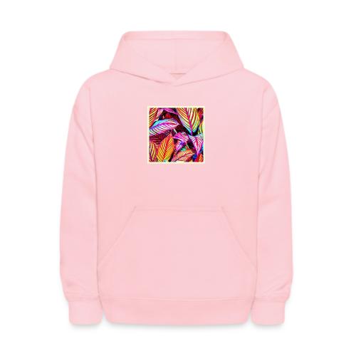 Striped Neon Leaves Design - Kids' Hoodie