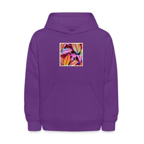 Striped Neon Leaves Design - Kids' Hoodie