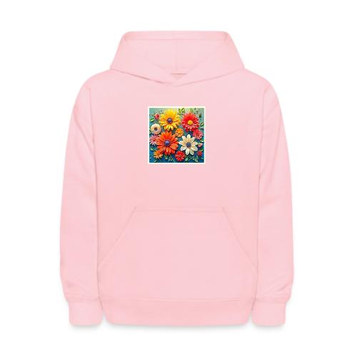 Vibrant Floral Fantasy Design - Kids' Hoodie