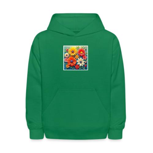 Vibrant Floral Fantasy Design - Kids' Hoodie