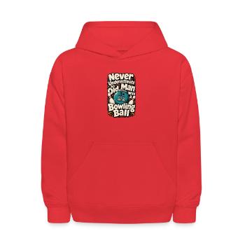 Never Underestimate An Old Man Bowling Ball - Kids' Hoodie - red - Front