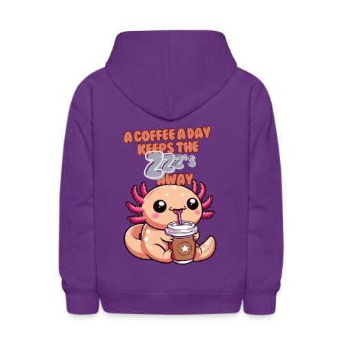 Coffee Drinking Cute Baby Axolotl - Kids' Hoodie