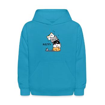 Neko Uh oh Cute Cat - Kids' Hoodie - turquoise - Front