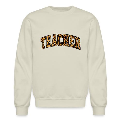 Leopard Print Teacher Typography - Unisex Crewneck Sweatshirt