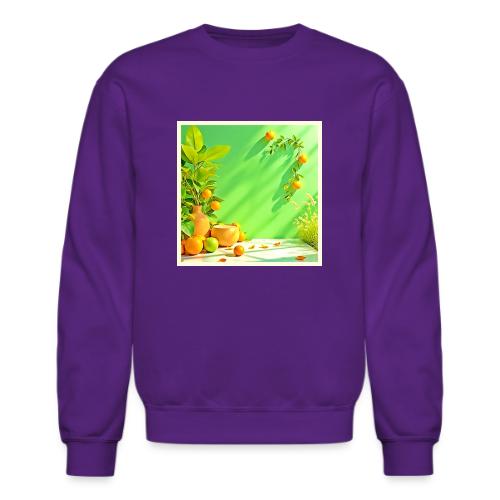 Vibrant Orange Green Still Life Design - Unisex Crewneck Sweatshirt