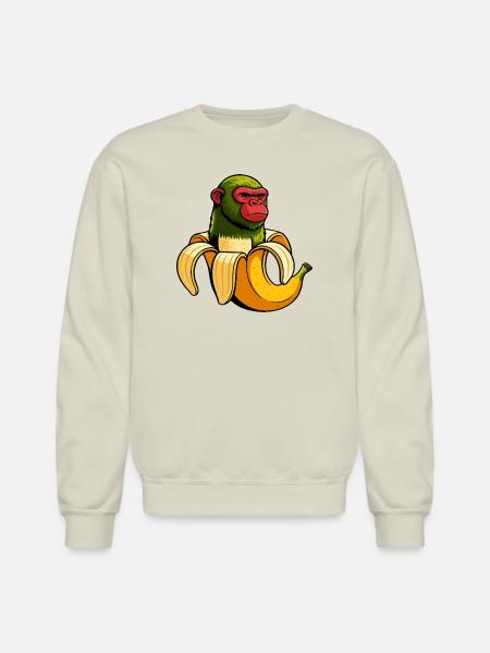 Chimpanzini Bananini Italian Brainrot Meme Art - Unisex Crewneck Sweatshirt - Sand
