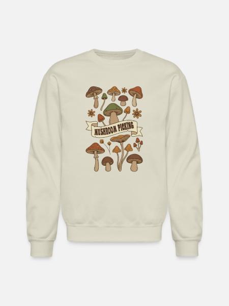 Mushroom Picking Harvest - Unisex Crewneck Sweatshirt - Sand