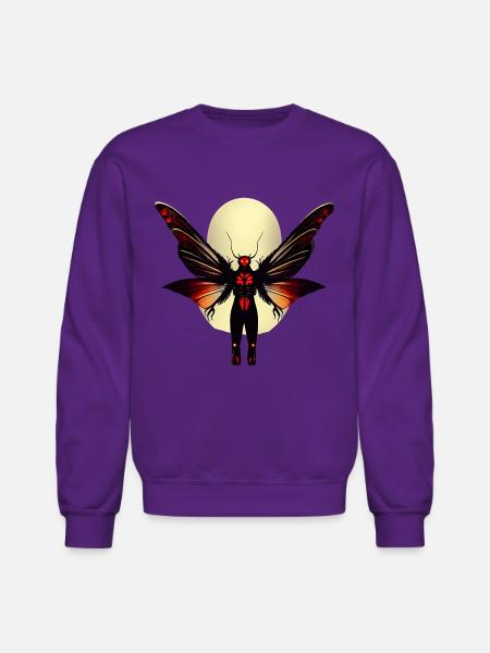 Red-eyed Mothman - Unisex Crewneck Sweatshirt - purple