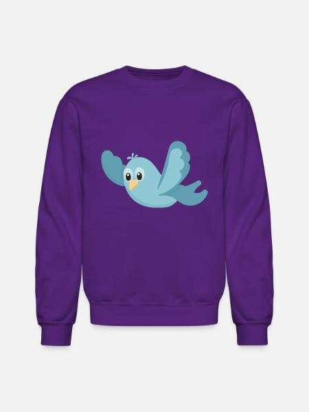 Cartoon Blue Bird - Unisex Crewneck Sweatshirt - purple