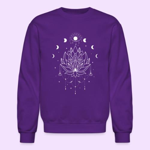 Third Eye White Lotus Flower - Moon Cycle Design - Unisex Crewneck Sweatshirt