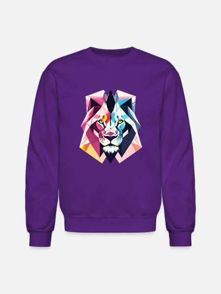 Polygon lion - Unisex Crewneck Sweatshirt - purple