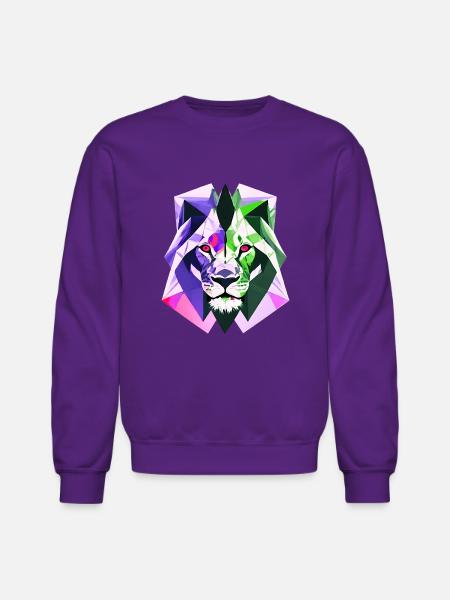 Polygon lion - Unisex Crewneck Sweatshirt - purple