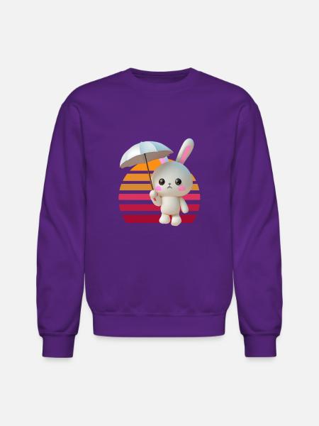 Bunny umbrella - Unisex Crewneck Sweatshirt - purple