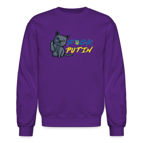 F Putin - R̶u̶s̶s̶i̶a̶n Ukrainian Blue Cat - Unisex Crewneck Sweatshirt