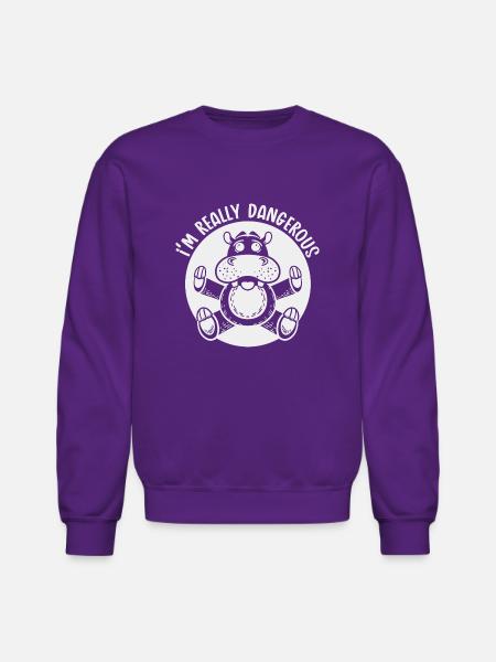 Danger Hippo Mono 1 - Unisex Crewneck Sweatshirt - purple