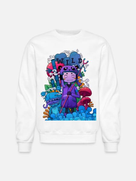 Wild Dreamer Neon Mushrooms - Unisex Crewneck Sweatshirt - white
