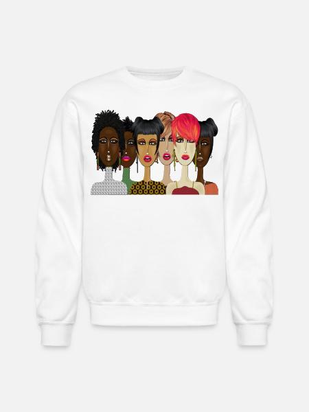 "United – Bold & Beautiful Women Art" - Unisex Crewneck Sweatshirt - white