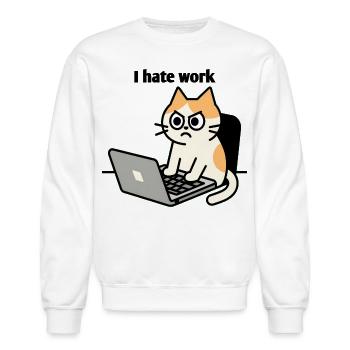 Furious Cat Tech Meme Design "Aniverse Cats" - Unisex Crewneck Sweatshirt - white - Front - AI Model Female 172 light (172cm) & AI Model Male 185 dark (185cm)