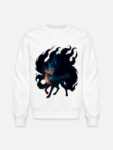 Mystic Night Wolf Illustration - Unisex Crewneck Sweatshirt - white