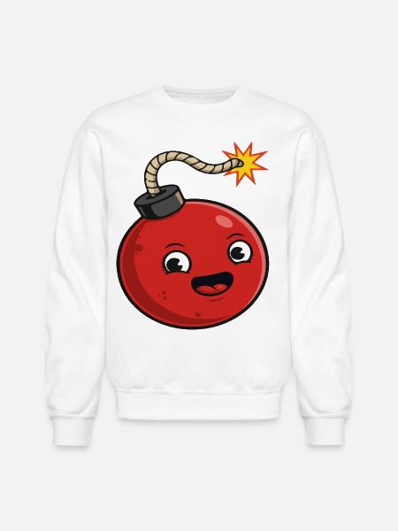 Playful Cartoon Bomb Design - Unisex Crewneck Sweatshirt - white