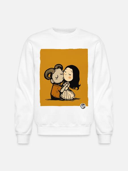 Rustic Ram Kiss Duo - Unisex Crewneck Sweatshirt - white