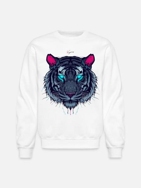 Neon Circuit Tiger - Unisex Crewneck Sweatshirt - white