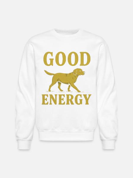Good Energy Dog Illustration - Unisex Crewneck Sweatshirt - white