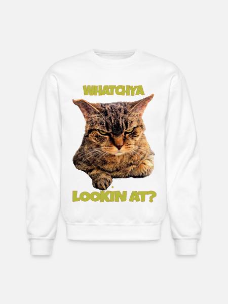 Whatchya Lookin At Cat - Unisex Crewneck Sweatshirt - white