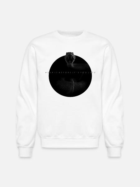 Midnight Coiled Rattlesnake Warning - Unisex Crewneck Sweatshirt - white