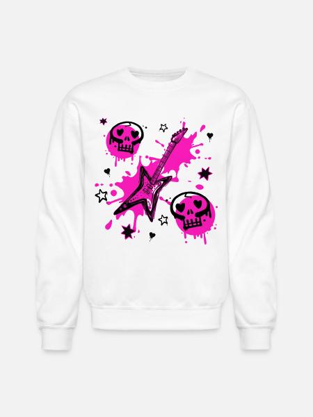 Neon Skull Guitar Splash - Unisex Crewneck Sweatshirt - white