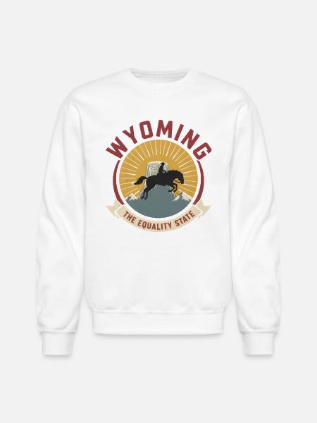 Wyoming Equality Emblem - Unisex Crewneck Sweatshirt - white