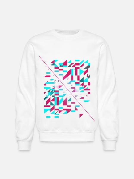 Neon Glitch Geomosaic - Unisex Crewneck Sweatshirt - white