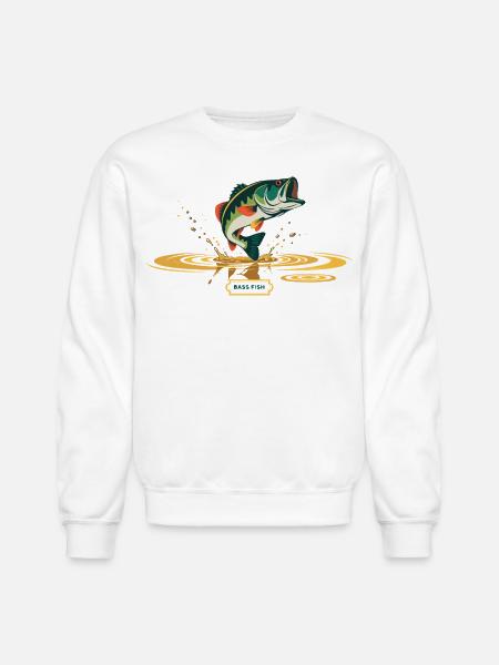 Bass Fish Splash Print - Unisex Crewneck Sweatshirt - white