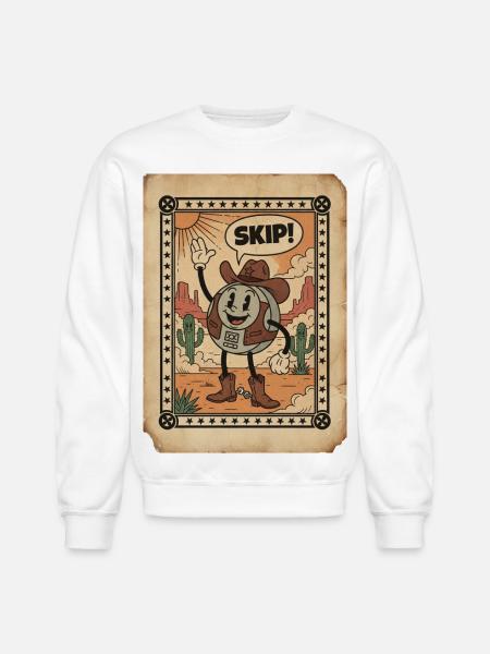 Desert Cowboy Skip Card - Unisex Crewneck Sweatshirt - white