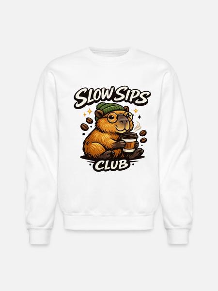 Slow Sips Club - Unisex Crewneck Sweatshirt - white