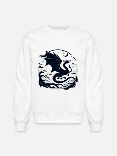Mystical Dragon Moonlight - Unisex Crewneck Sweatshirt - white