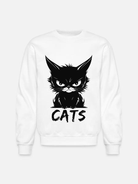 Cats Cute Annoyed Cat Face - Unisex Crewneck Sweatshirt - white