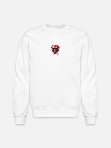 Blood Splash Skull Art - Unisex Crewneck Sweatshirt - white