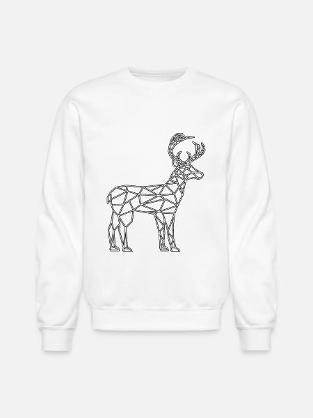 deer polygon - Unisex Crewneck Sweatshirt - white