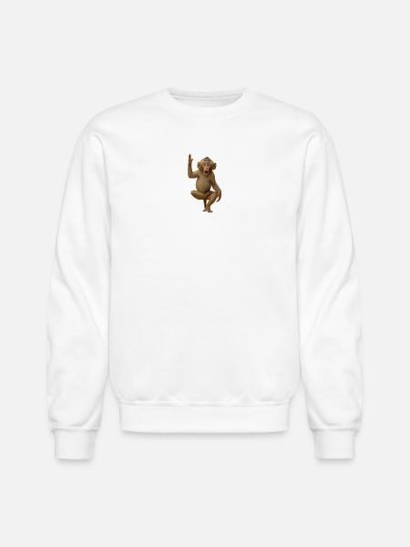 Surprised Monkey Raise Hand - Unisex Crewneck Sweatshirt - white