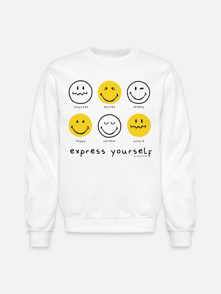SmileyWorld Express Yourself Different Emotions - Unisex Crewneck Sweatshirt - white