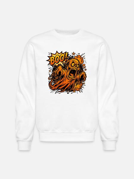Scary Screaming Ghost Boo Halloween - Unisex Crewneck Sweatshirt - white