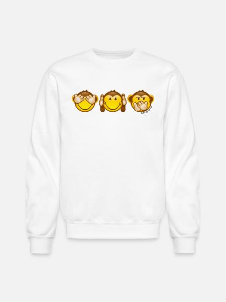 SmileyWorld Monkey Smileys - Unisex Crewneck Sweatshirt - white