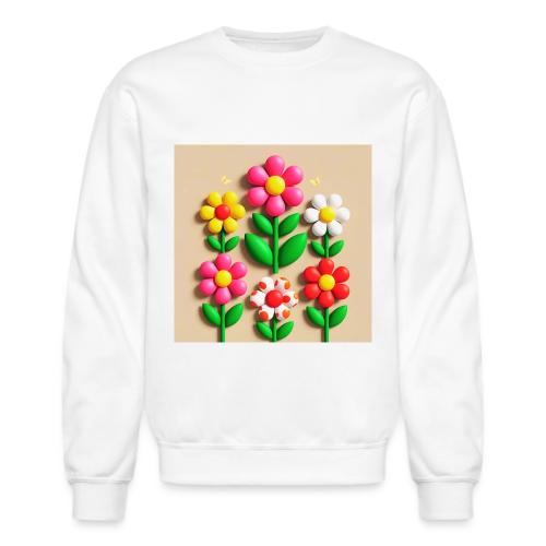 3D Flowers and Butterflies in Amber, Floral Design - Unisex Crewneck Sweatshirt