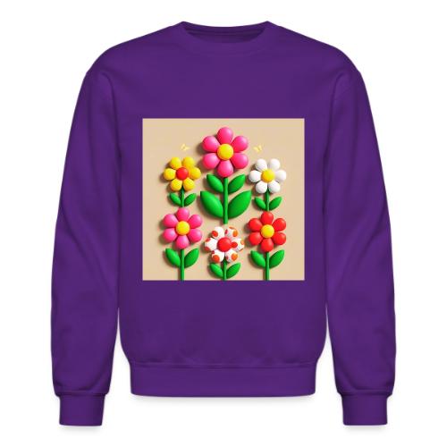 3D Flowers and Butterflies in Amber, Floral Design - Unisex Crewneck Sweatshirt
