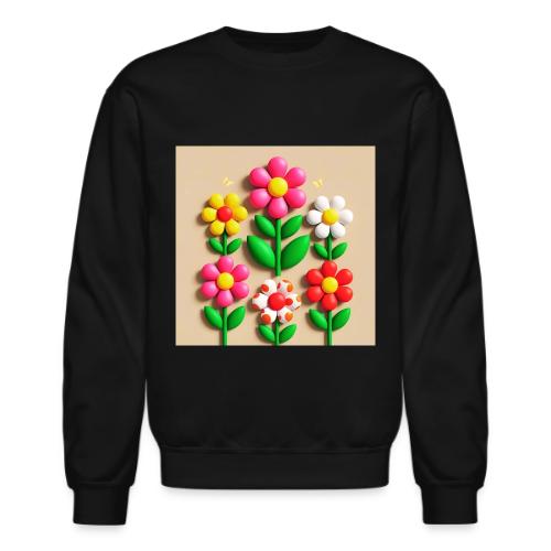 3D Flowers and Butterflies in Amber, Floral Design - Unisex Crewneck Sweatshirt