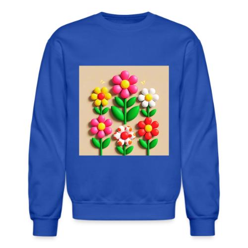 3D Flowers and Butterflies in Amber, Floral Design - Unisex Crewneck Sweatshirt